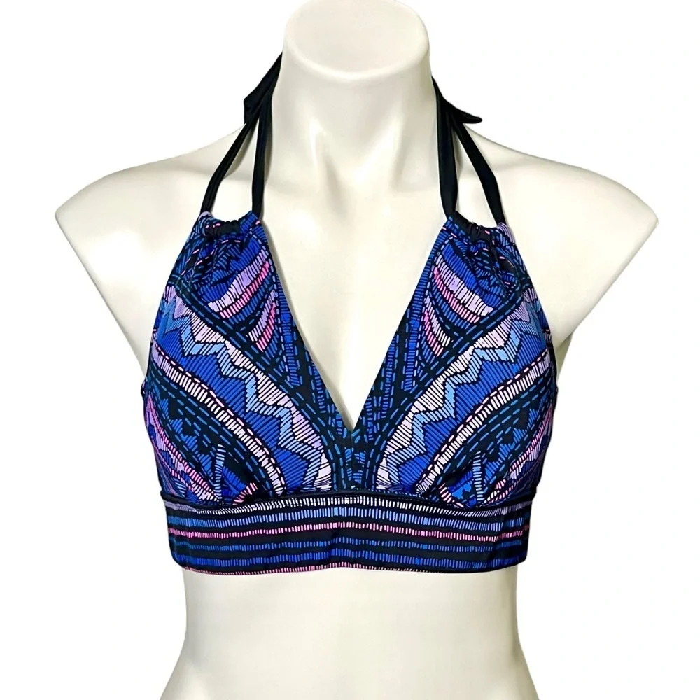 Swimsuits For All Patterned Bikini Top Size 10 Blue/Purple - Picture 2 of 5